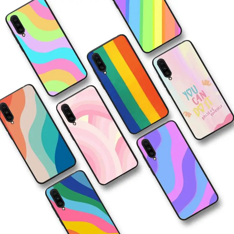 

Colorful Rainbow Stripe Phone Case For Xiaomi Mi 5X 8 9 10 11 12 lite pro 10T PocoX3pro PocoM3 Note 10 pro lite