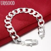 925 sterling silver 12mm side chain bracelet for women men party engagement wedding gift fashion jewelry