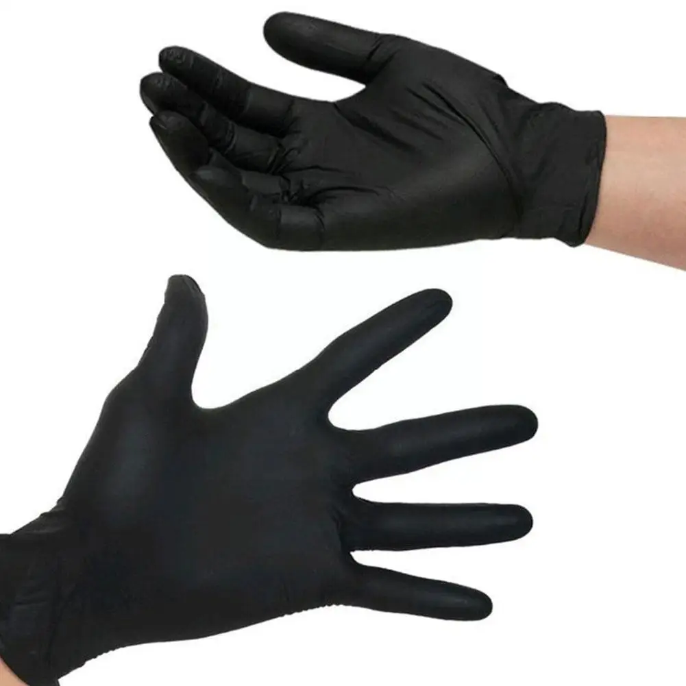 

Перчатки Нитриловые черные 10 шт., одноразовые латексные синтетические перчатки, средней длины, без пудры, размер M, малые, большие, экзамен ...