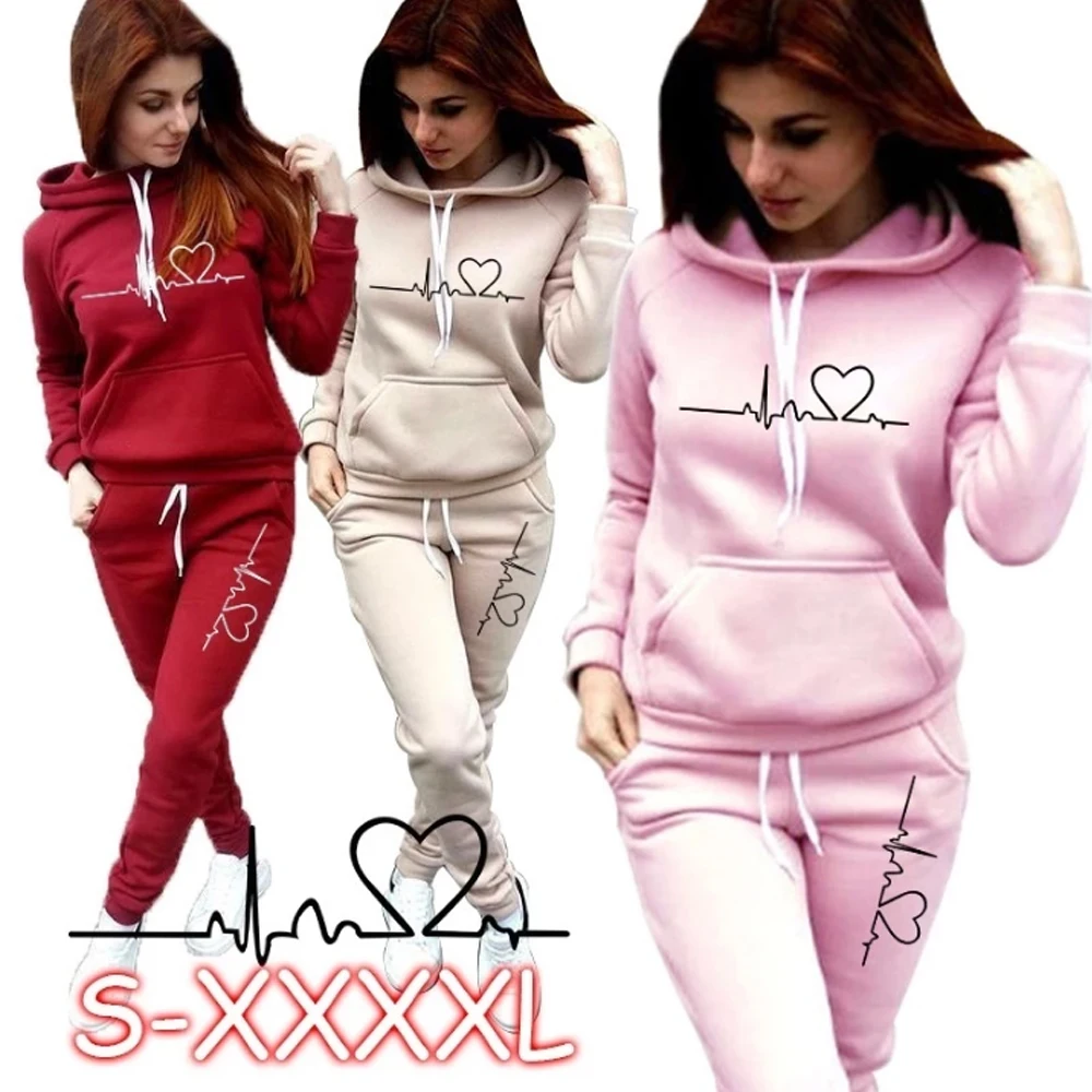

2022 New Spring Autumn Set Woman 2 Pieces Women Hoodie And Pants Tracksuit Ladies Hooded Sweatshirt Trousers Combination Outfit