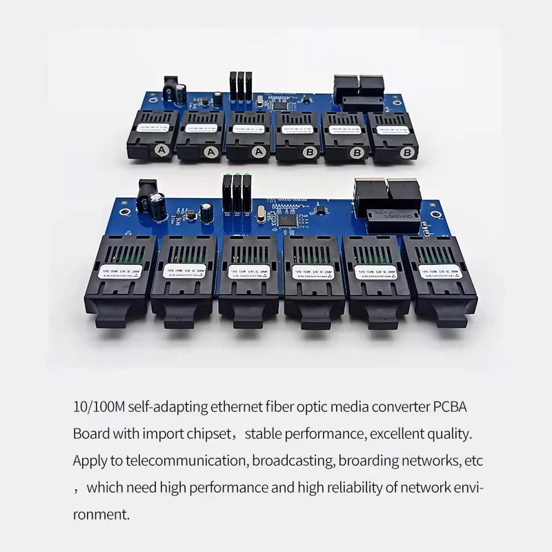 Фото Оптоволоконный коммутатор Оптический медиаконвертер PCBA 6*155M Оптоволоконный порт 2 порта RJ45 20 км 10/100M Одномодовый SC Fast Ethernet Симплекс/дуплекс №4