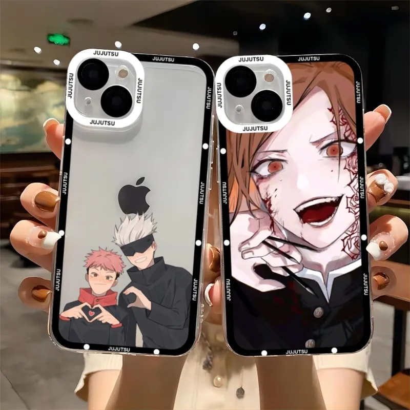 

Jujutsu Kaisen Anime Phone Case Telefoon For IPhone 14ProMax 13 14 12 11 Pro Max Mini Transparent Fundas Soft Cover