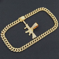 hip hop iced out cuban chains bling diamond fashion gun pendant mens necklaces miami gold chain charm mens jewelry choker gifts
