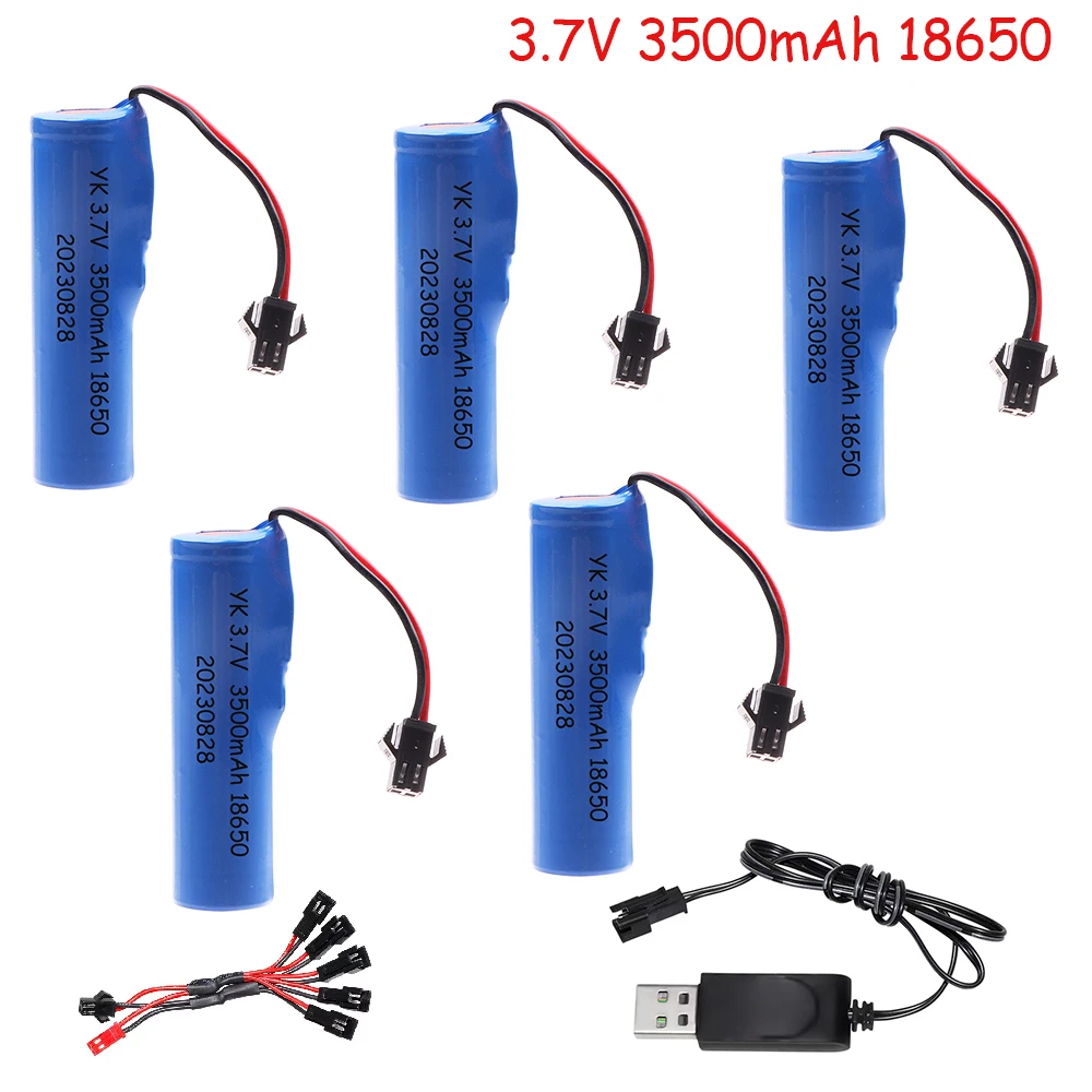 Литий-ионный аккумулятор 3,7 в, 3500 мАч, 18650, зарядное устройство USB для Q85 Q70 RC, вертолет, самолеты, автомобиль, лодка, пистолет, игрушечные детали, батарея 3,7 в, разъем SM