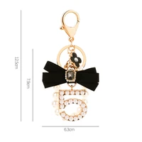 easya luxury womens keychain number 5 full diamonds pearls jewels black clover gifts for girlfriends charm jewelry accessories