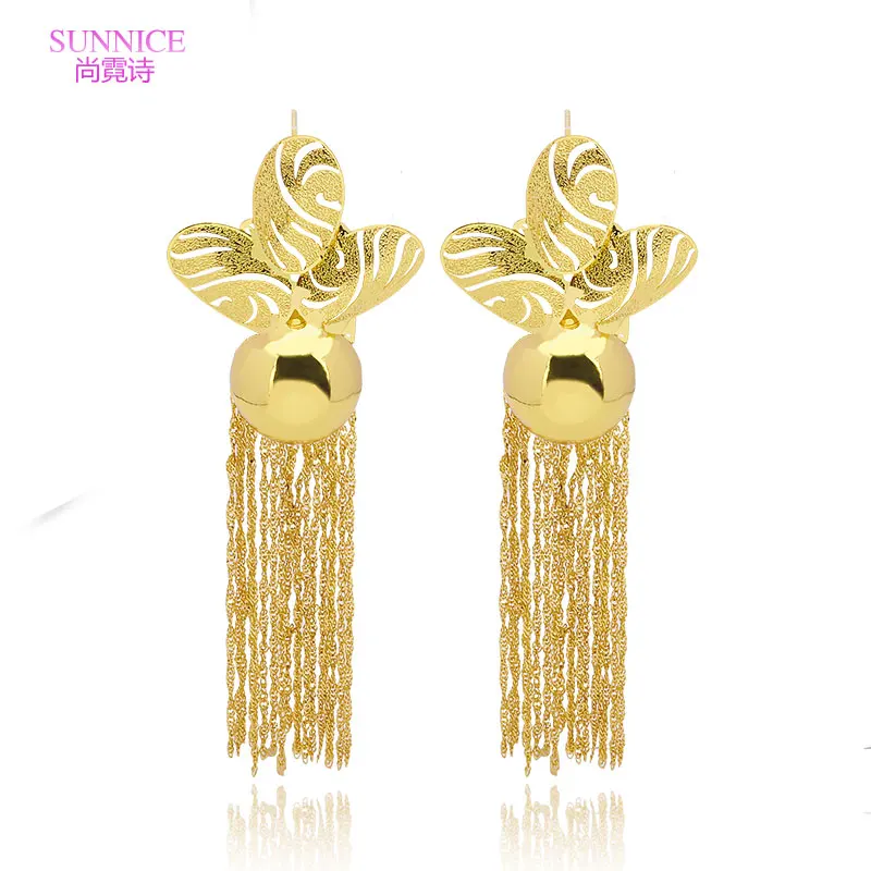 

Dubai Gold Color Earrings For Women Long Tassel Earrings Copper Big Drop Women Earrings For Wedding Jewelry Accessories