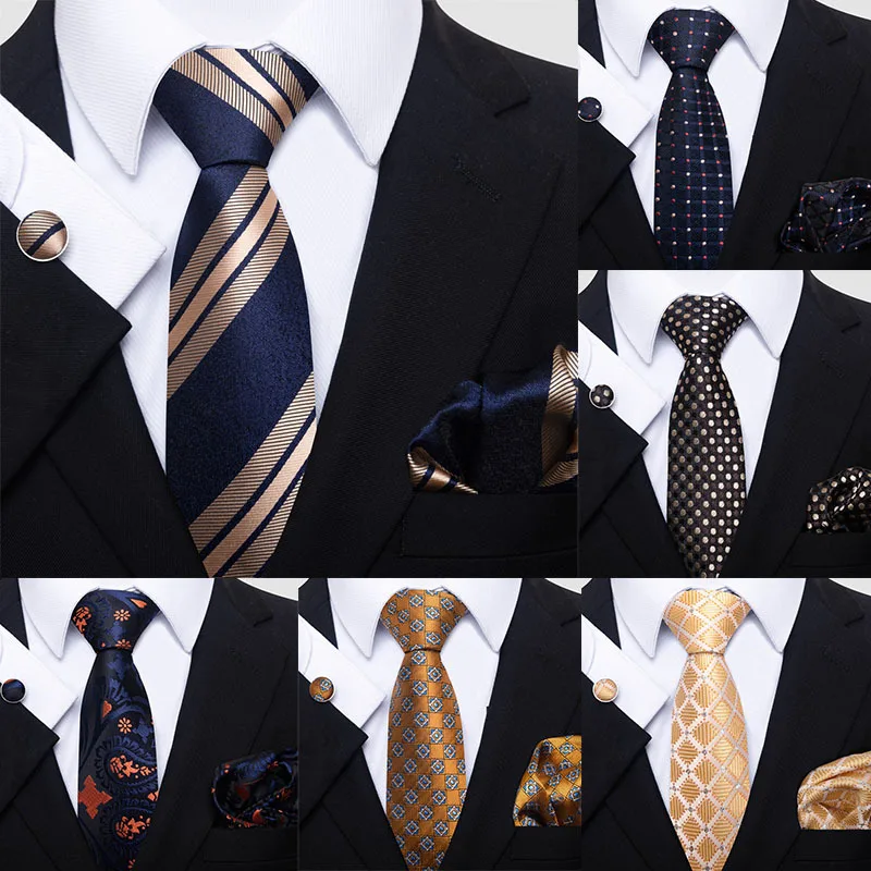 

35 Colors H-Quality Tie Handkerchief Pocket Squares Cufflink Set Necktie Men Cravat Wedding Clothing Accessories Festive Present