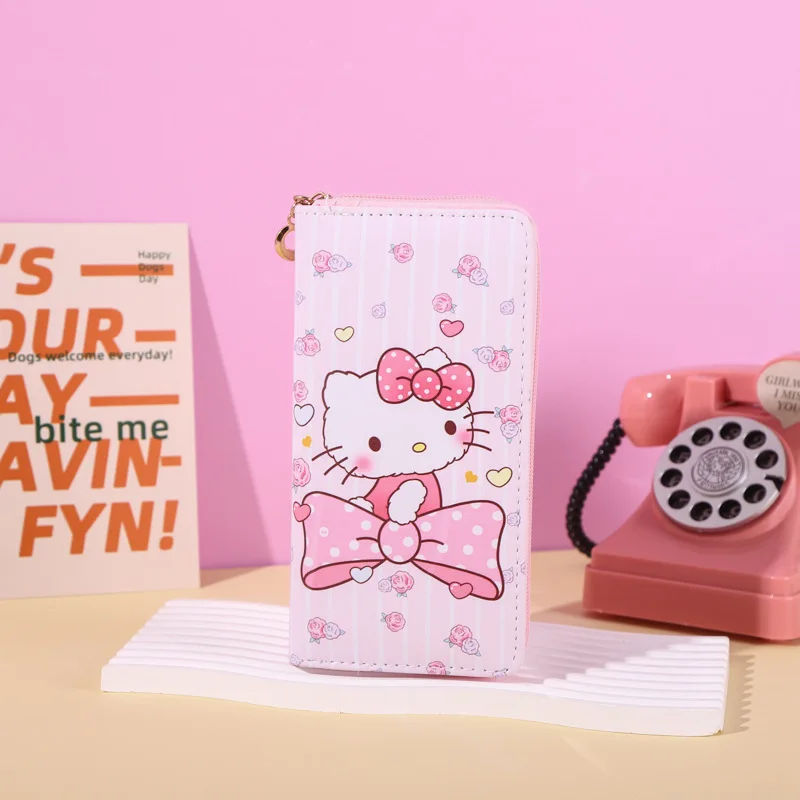 

Pink Hello Kitty Wallet Multi-Card Slot Card Holder Zip Coin Purse Driver License Card Credit Storage Bag Kawaii Girl Gift