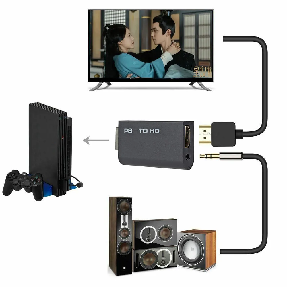 1080P Full HD Video Conversion Transmission Interface Game Console to HD TV Projector For PS2 to HDMI-compatible Adapter images - 6