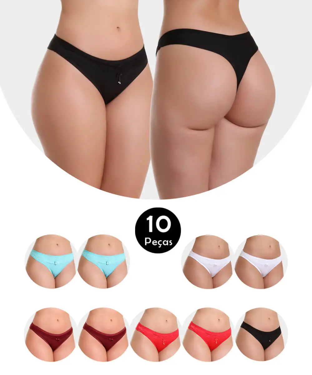 

Kit 10 Panty IMI Lingerie Thong Double Thong Thong In Microfiber Comfort Wire