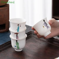 white jade ceramic small tea cup hand painted beauty home simple master single cup kungfu tea cups tea travel teaware