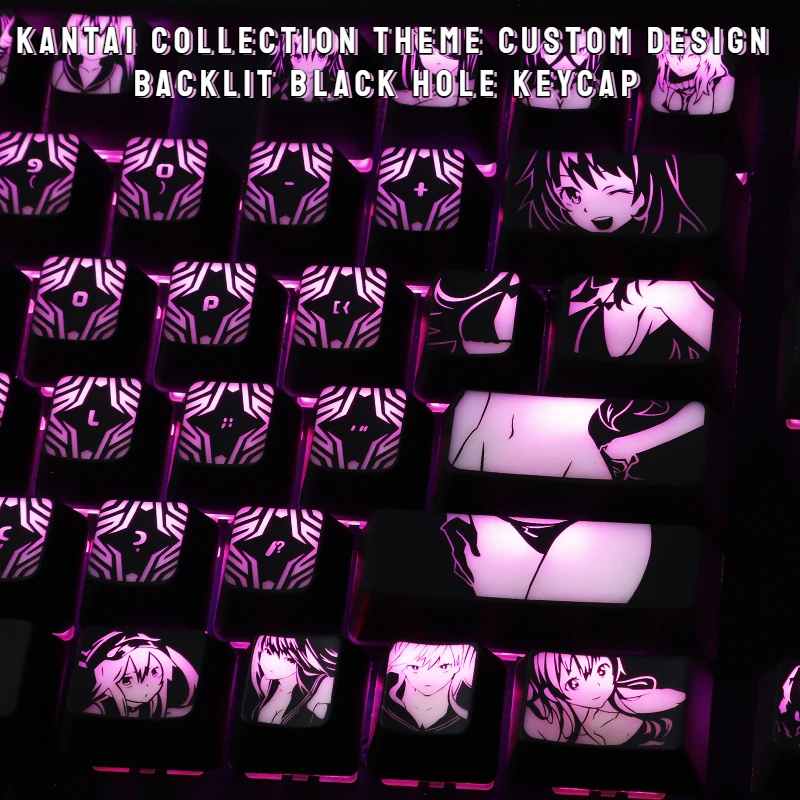 1 Set Kantai Collection Theme Custom Design Backlit Black Hole Keycap Coating for Mechanical Keyboard Corsair K70 Razer Cherry