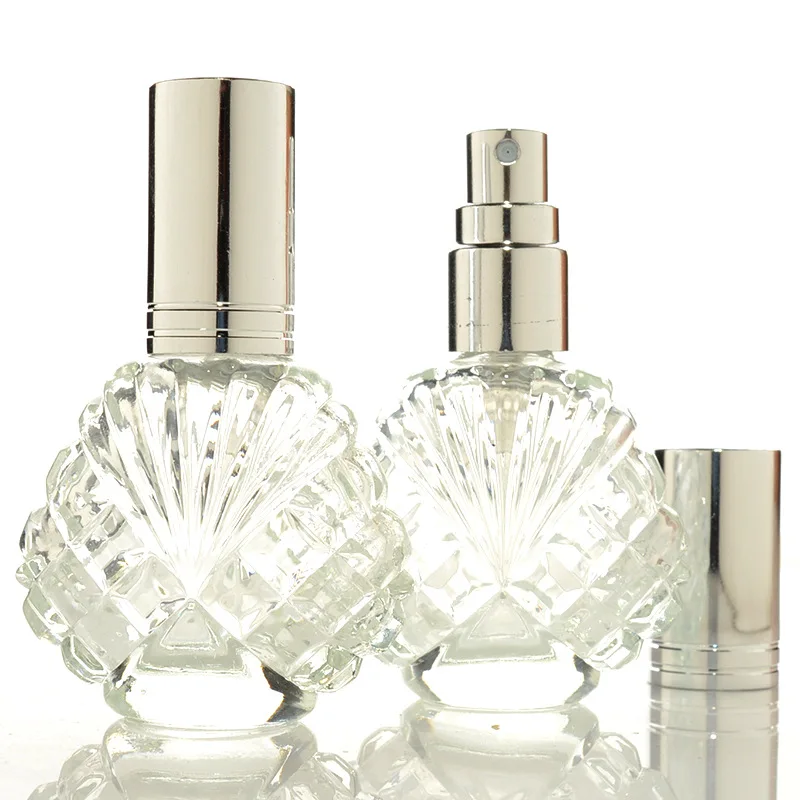 

15ML Glass Spray Perfume Bottle Mini Shell Shape Bottle Empty Cosmetic Alcohol Container Mist Atomizer Travel Simple Sprayer