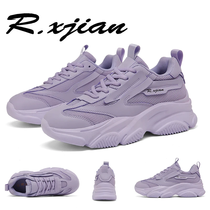 

R. Xjian Spring/Summer Mesh Ventilate Women's Large 36-42 Thick Sole Versatile Fashion Dad Shoes Casual Sports Sneakers