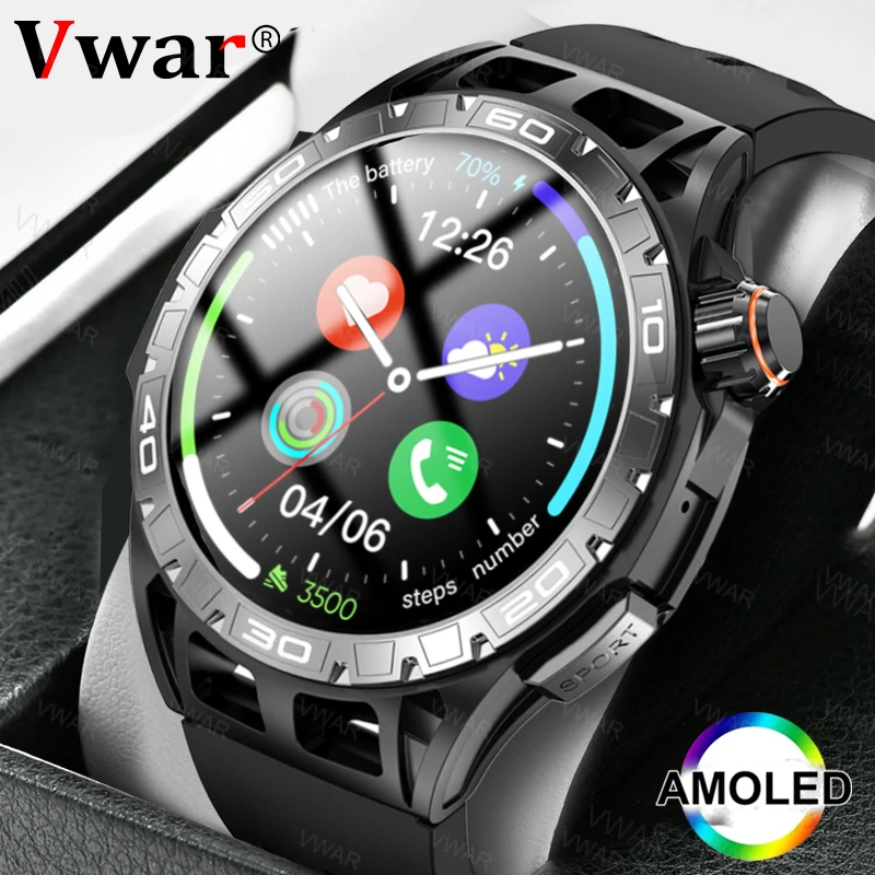Смарт-часы AMOLED мужские с поддержкой Bluetooth фитнес-трекером