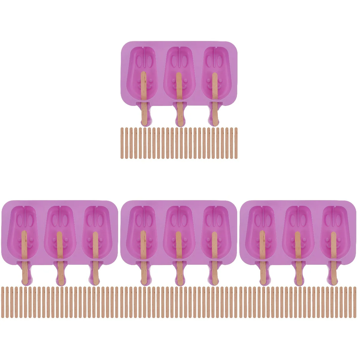 

4 Sets Ice Molds Bunny Silicone Kitchen Food Rabbit Mini Popsicle Summer Shaped Mould