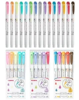 new 25colors zebra mildliner brush pen set wft8 double sided water based highlighter marker pen school art supplies stationery
