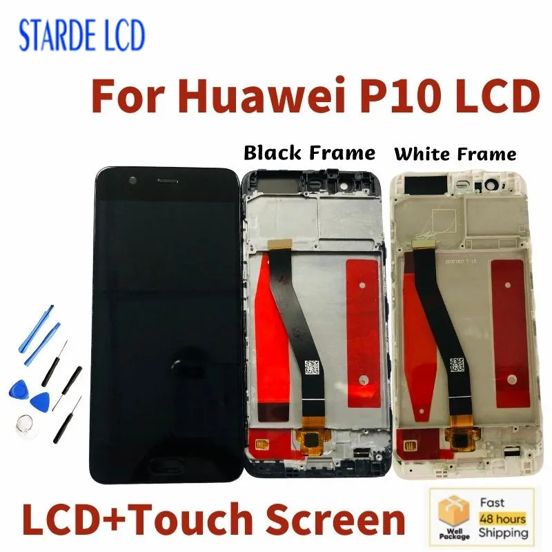 ЖК-дисплей 5,1 дюйма для Huawei P10, ЖК-дисплей, сенсорный экран, дигитайзер в сборе с рамкой, запасная деталь, зеркальный ЖК-дисплей