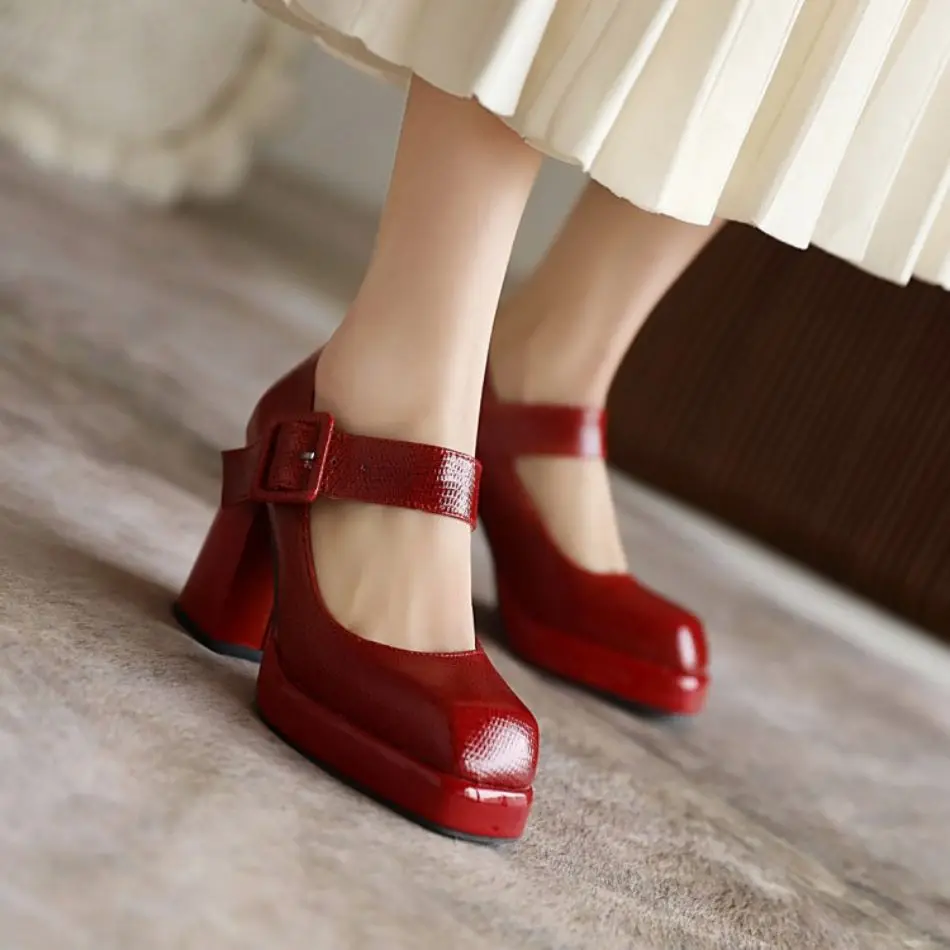 Womens Shoes High Heels Shoes for Women 2022 Classic Platform Pumps Mary Jane Shoes Square Toe Big Heels Buckle Belts Big sizes