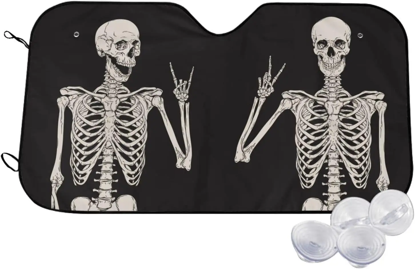 

Солнцезащитный козырек для переднего окна с рисунком Черепа скелета позы для большинства блоков седанов внедорожников с максимальным УФ-лучом и сохраняйте прохладу в вашем автомобиле