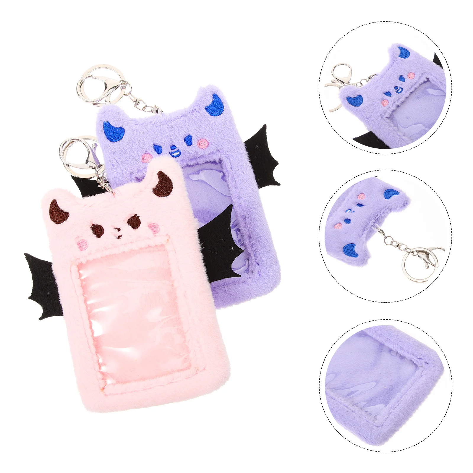 Plush Card Holder Office Id Holders Sleeves Replace Clip Credit Alloy Keychain Cover Badge