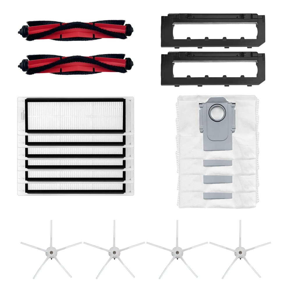 

2*Main Brush+ 2*Roller Mounting Bracket+ 4*Side Brush+ 6*Hepa Filter+ 4*Dust-Bag Kits/ 10*HEPA Filter for ROBOROCK Q5