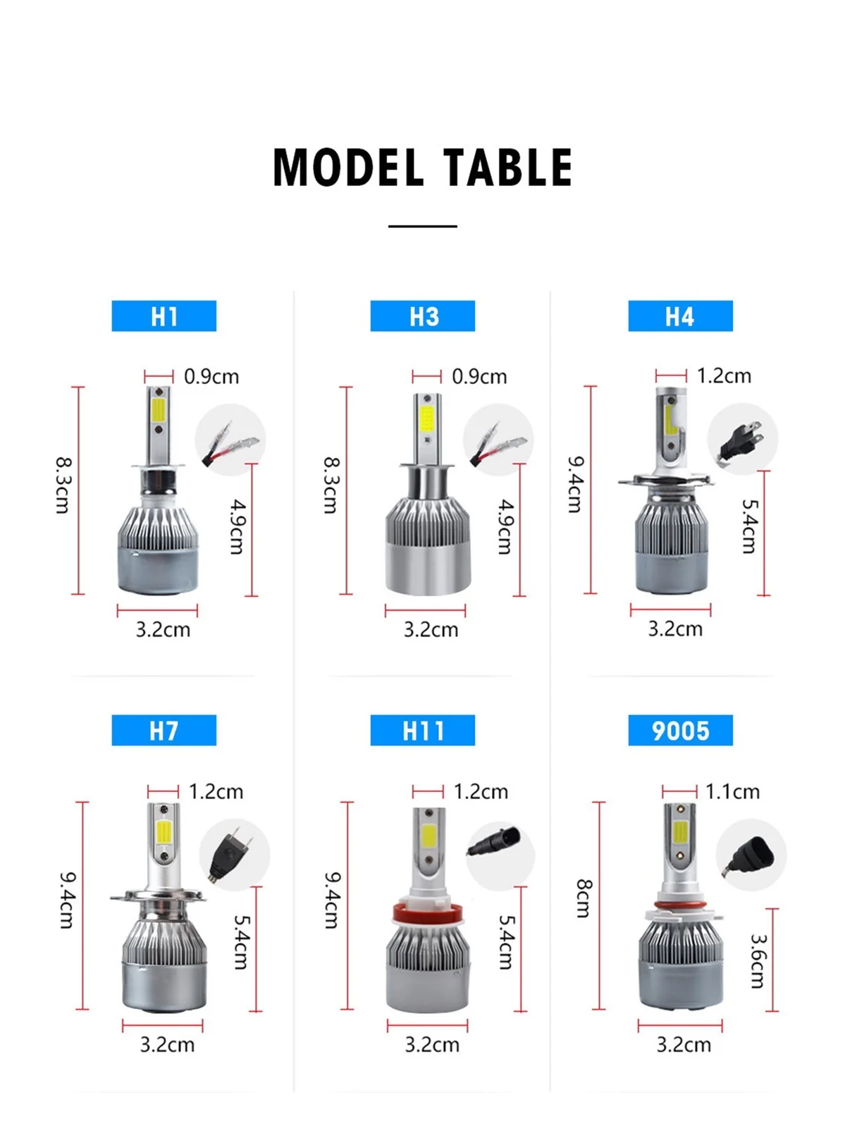 

NEW C6 H1 H3 Led Headlight Bulbs H7 LED Car Lights H4 880 H11 HB3 9005 HB4 9006 H13 6000K 72W 12V 7200LM Auto Headlamps car
