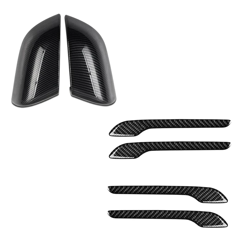 

6 Pcs Car Accessories,For Tesla Model 3: 1 Pair Car Rear View Mirror Cover & 4Pcs Protector Decals Cover Anti-Scratch Door Handl
