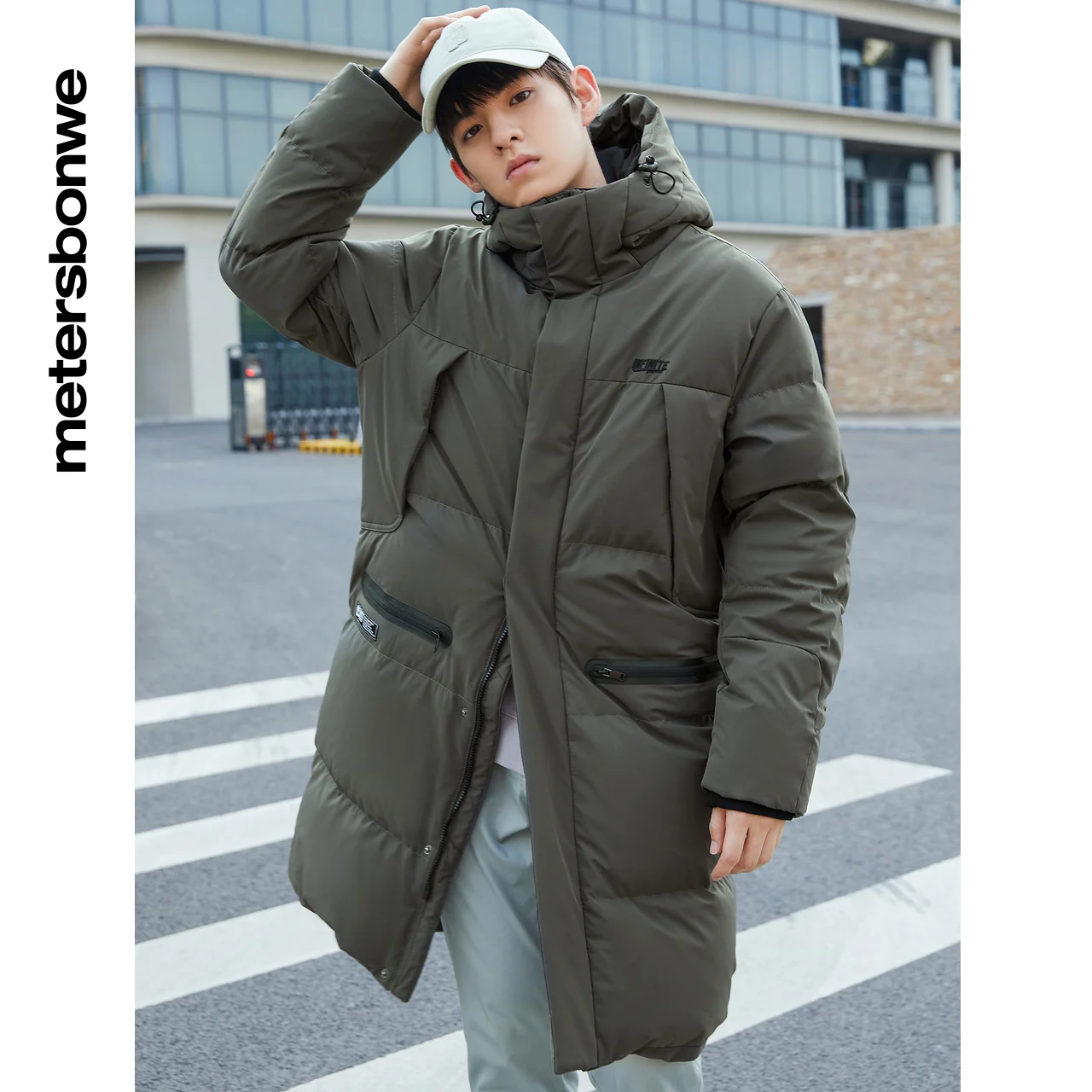 Metersbonwe Long Hooded Down Jacket Men Winter Warm Down Coat  Anti-Snow Solid Color Outerwear Male Thick Jackets Brand Coats