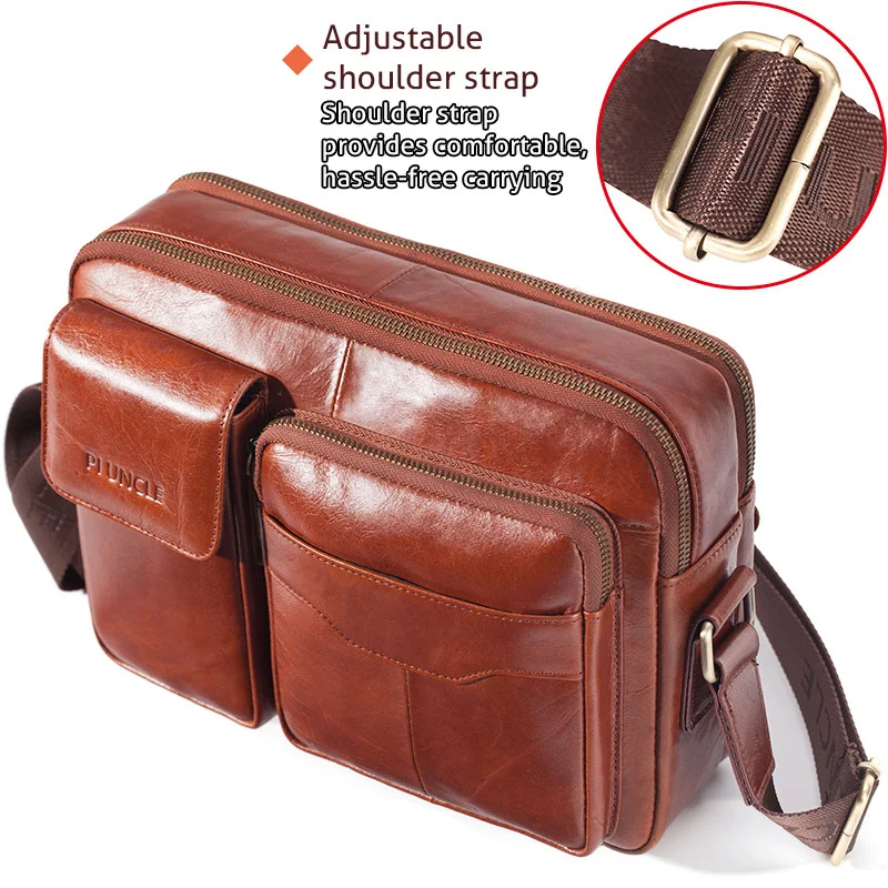 Men Genuine Leather Briefcase Top Layer Leather Male Business Office Tote Bag Crossbody Handbags 10.5'' Ipad Travel Bag Backpack