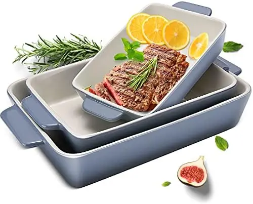 

Casserole Dish Ceramic Baking Dish Rectangular Baking Dishes for Oven Ceramic Bakeware with Handles Durable Nonstick Large Lasag