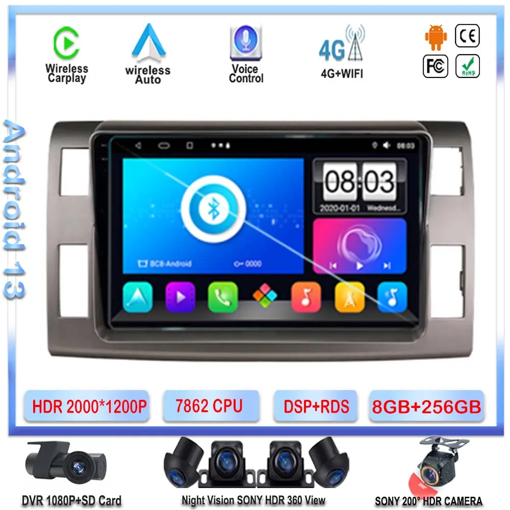 

7862 процессор Android 13 для Toyota Previa 3 III XR50 Estima 2006-2019 RHD Радио DVD НАВИГАЦИЯ GPS мультимедийный плеер стерео 2 DIN