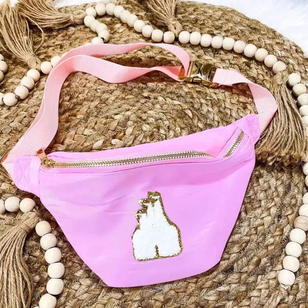 Customized Nylon Waist Pack Women Fashion Cute Letter Patches Fanny Packs Ladies Simple Casual Hip Pouches Versatile Chest Bags