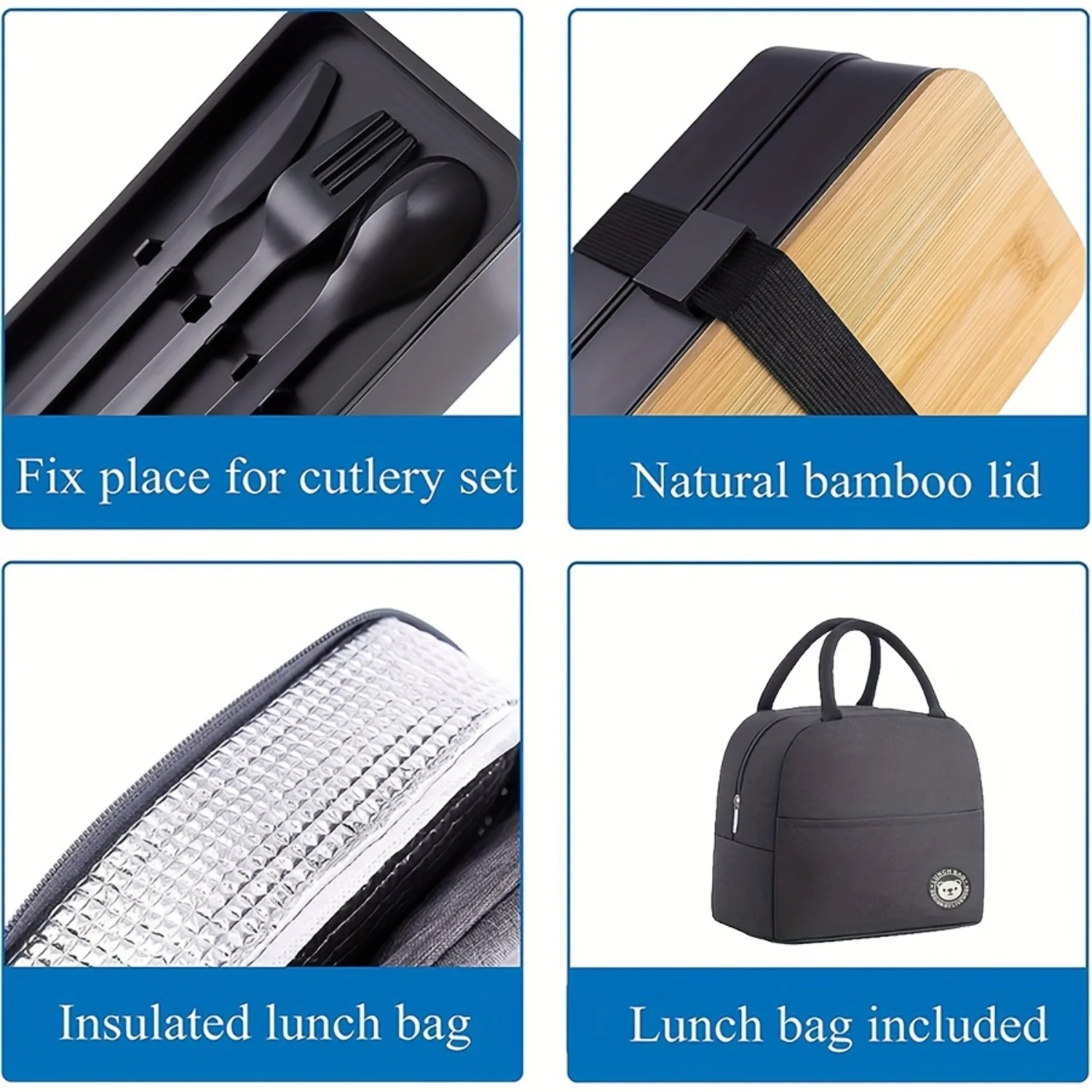 Герметичный набор контейнеров для обеда Bento Box — портативный многоразовый и