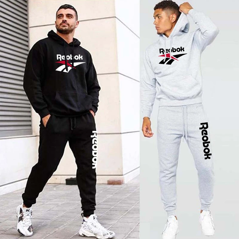 

2022 Men's Hoodie 2 Pcs Suit Solid Color Printing Men's Hoodie Set Leisure Fashion Men's Tracksuit Hooded Sportswear S-4XL