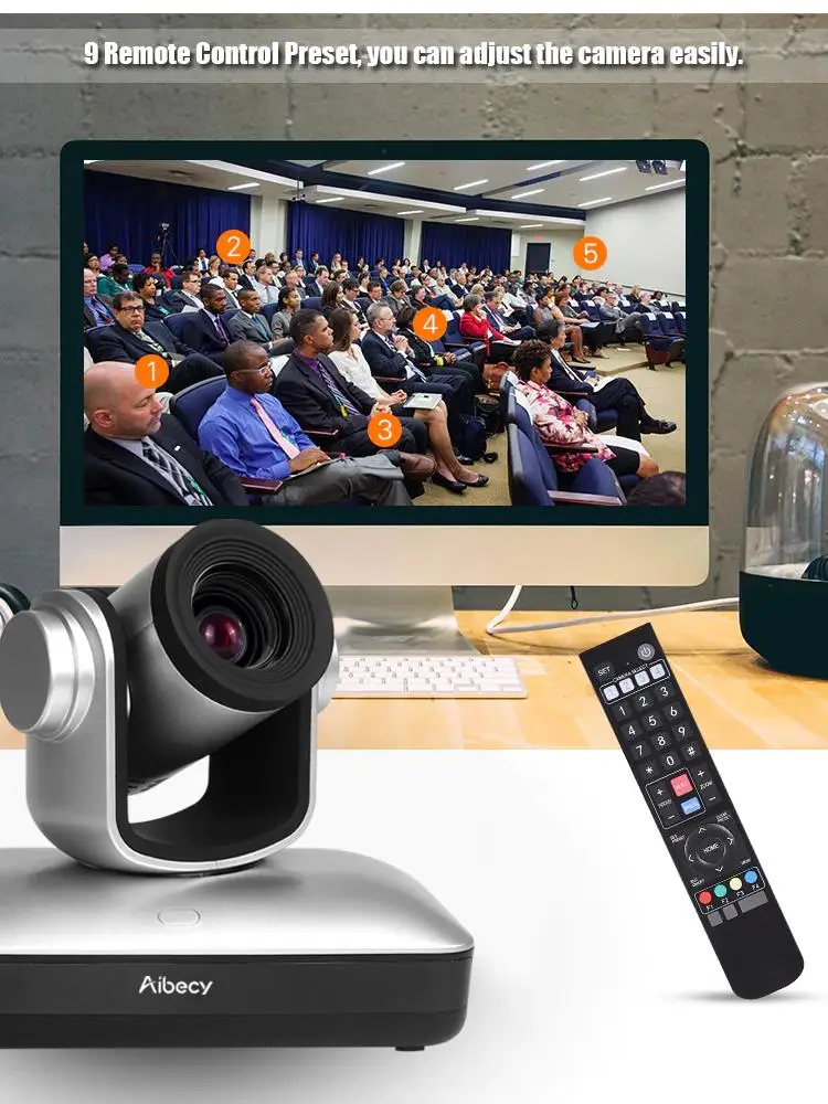 Aibecy Conference Camera Full HD Video Conference Cam 1080P 3X Optical Zoom 95 Degree Wide Viewing 2.0 USB Web Cable camera