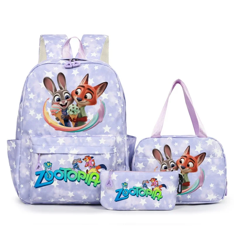 Фото Рюкзаки Judy Nick Zootopia 2, 3 шт., нейлоновые рюкзаки с героями мультфильмов, повседневные школьные рюкзаки большой вместимости, легкие дорожные рюкзаки Mochilas №1