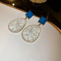 2022 new baroque style large watedrop resin pendant earrings for women statement jewelry blue acrylic oorbellen orecchini