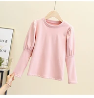 autumn and winter new cute ins style girls bottoming shirt foreign style flower bud sleeve childrens shirt childrens clothing