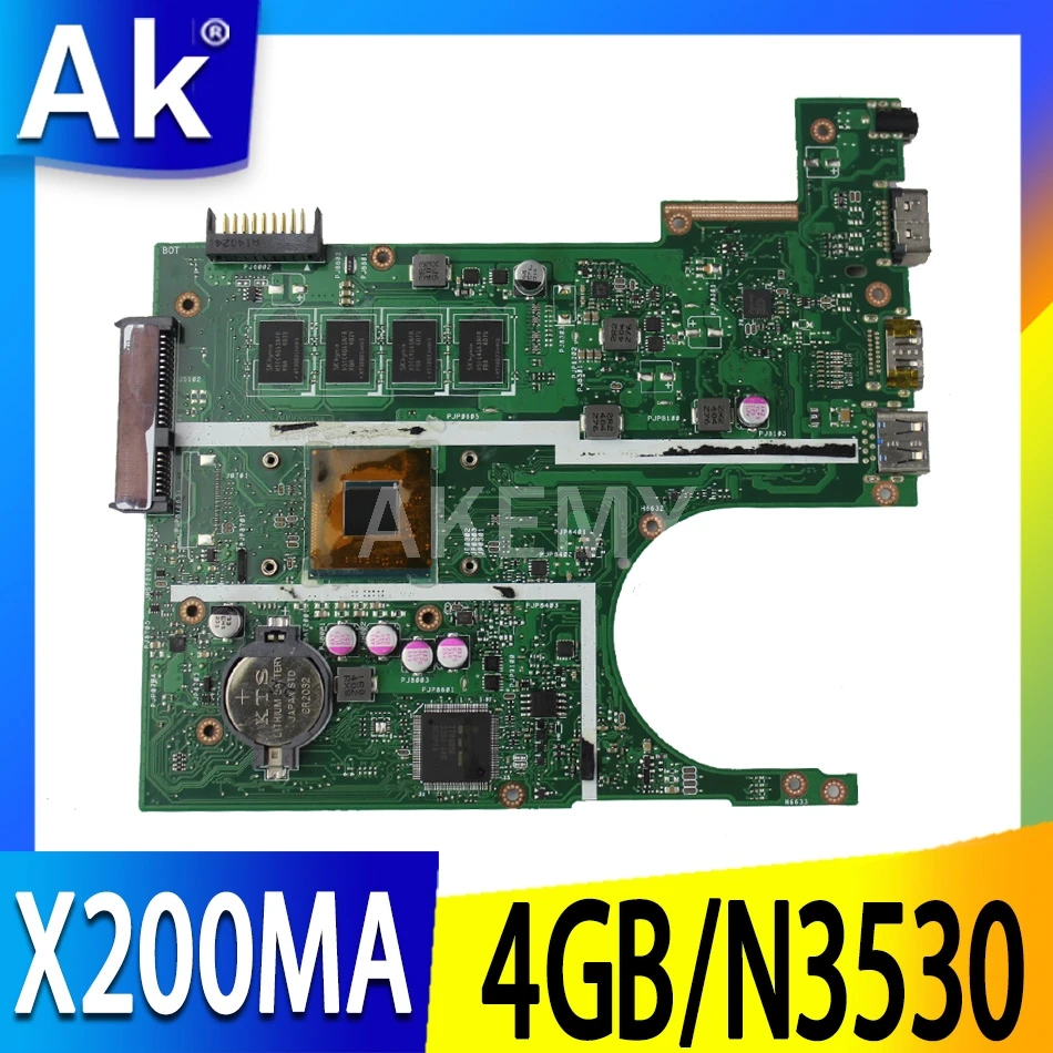 

90NB04U1-R00201 X200MA Laptop Motherboard For ASUS F200M X200MA Mainboard N3530 CPU 4GB RAM