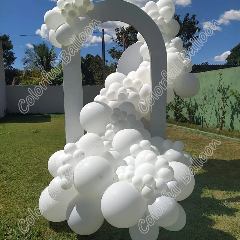 

196 шт., белая латексная матовая гирлянда для воздушных шаров