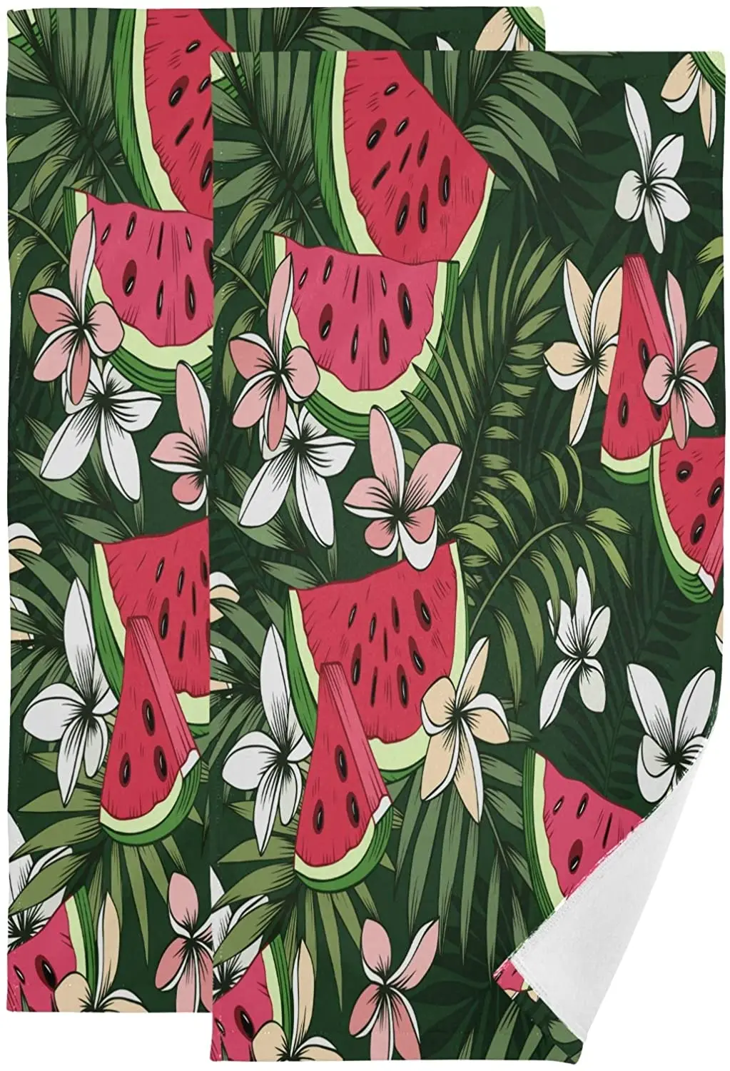 

Face Towel Set of 2 Watermelon Flower Palm Leaves Soft Bath Hotel Spa Hand Gym Sport Towelsполотенца на кухню