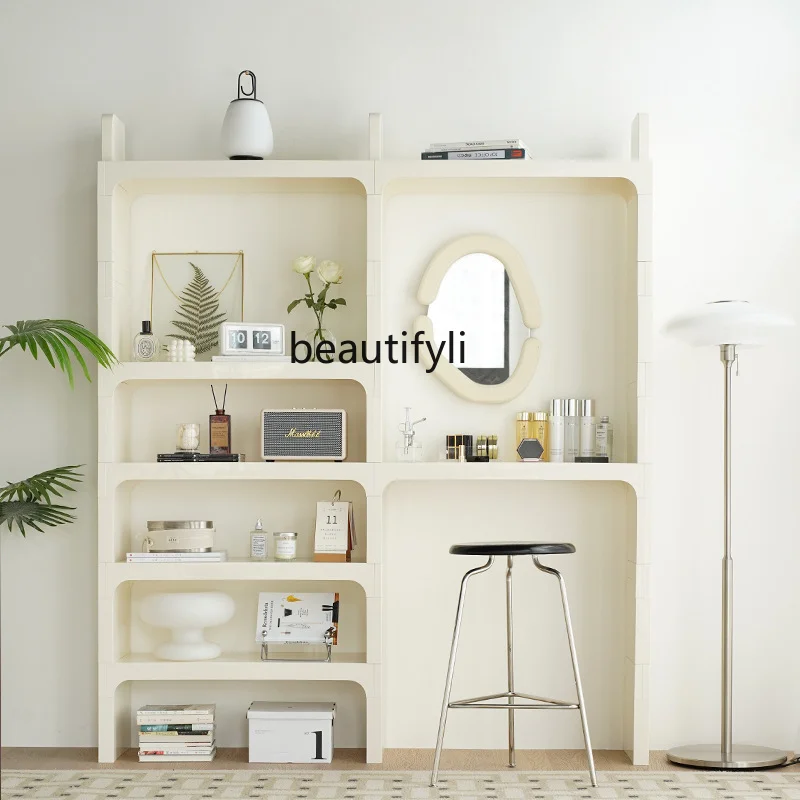 

zq Mid-Ancient Cream Style Bookshelf Storage Rack Free Combination Floor Display Wall Bookcase