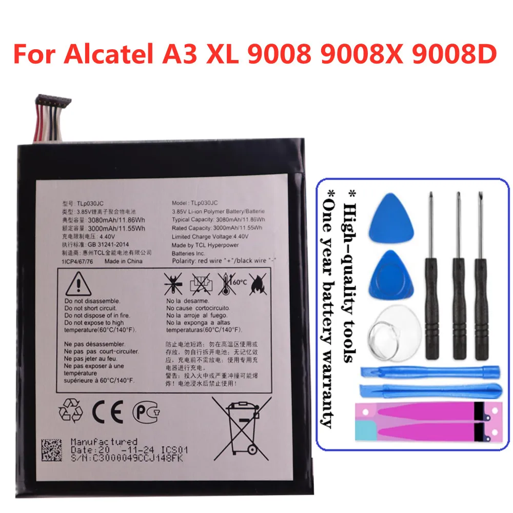 

Аккумулятор для Alcatel One Touch A3 XL 9008 9008X 9008D TLP030JC 3000 мАч высококачественные сменные батареи + Инструменты