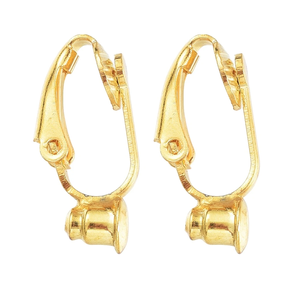 

Pandahall 10pcs/lot Brass Clip-on Earring Components Golden Silver Color Jewelry Findings Nickel Free about 19x6x9mm Hole: 1mm