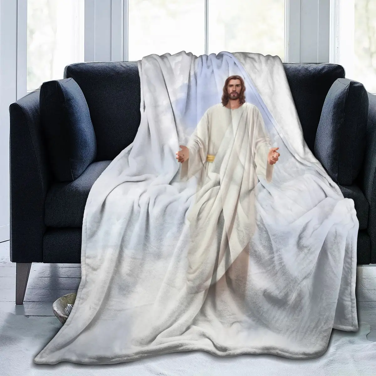 

Классическое 3D одеяло с изображением Иисуса, мягкое и теплое фланелевое одеяло из кораллового бархата светильник индивидуальным принтом
