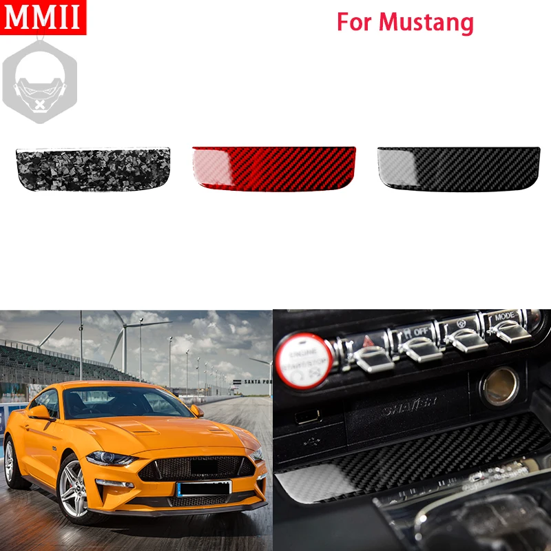 

MMII Real Carbon Fiber Interiors Storage Box Decoration Cover Trim Sticker for Ford Mustang 2015-2022 Car Styling Accessories