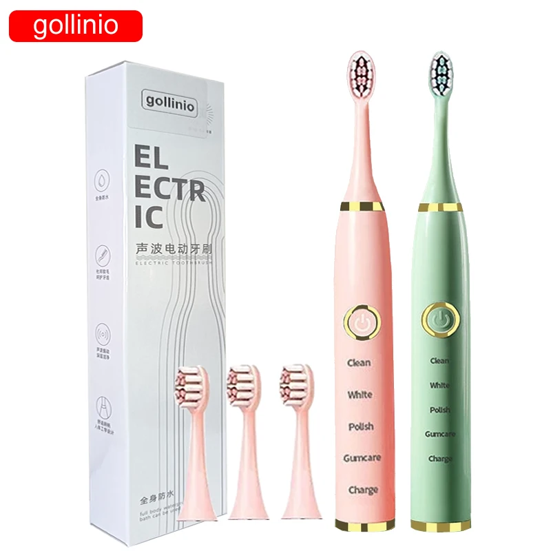 

gollinio Electric Toothbrush usb fast charging GL46A2 teeth Brush Rechargeable Tooth Brush Replacement Head waterproof xp7