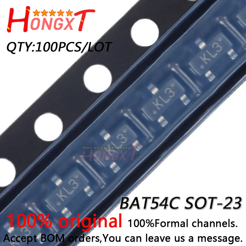 100 шт. BAT54C KL3 SOT-23 30 В/мА SMD диодный выпрямитель Schottky.