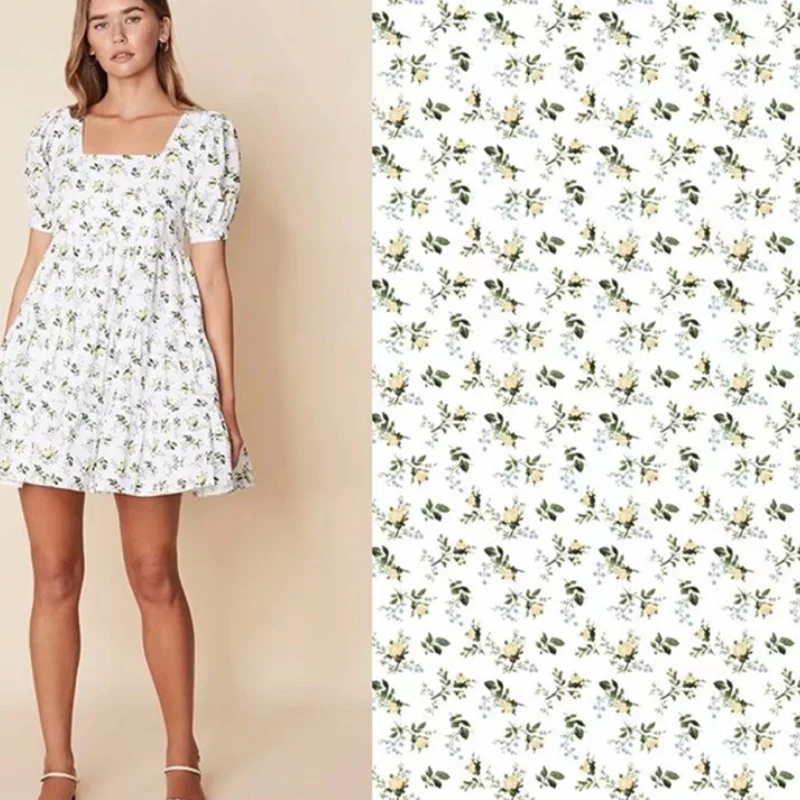 

Polyester Flower Chiffon Fabric Brand Soft Clothing Printed Shirt Satin Pajamas Printing Cloth for Dress Sewing Per Meter